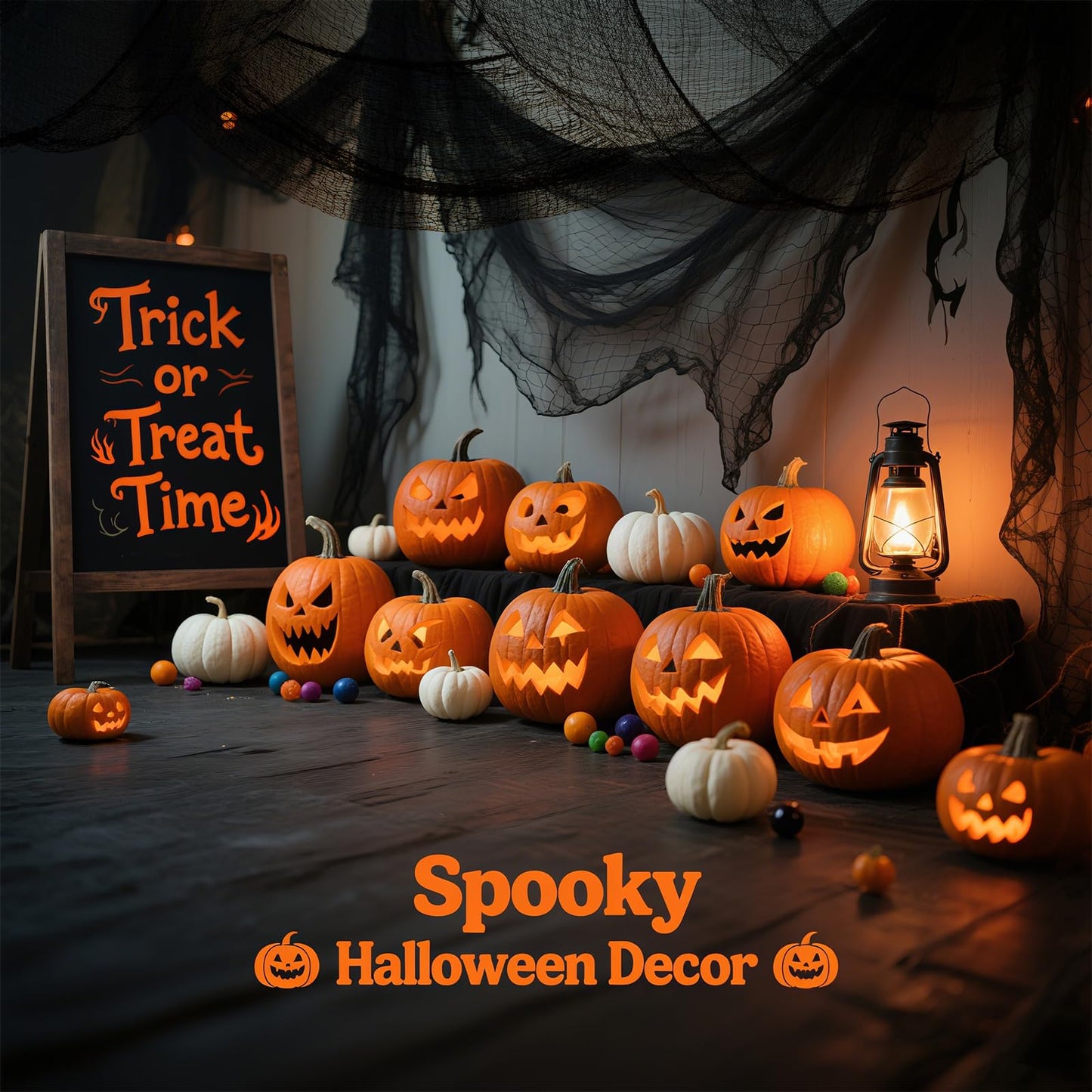ziyue 2 Pcs 5 Yards X 40" Include Hanging Outdoor Indoor Scary Creepy Halloween Office Party Door Window Giant Spider Wall Yard Table car Lawn Cloth Decorations Cheesecloth Fabric (White + Black)