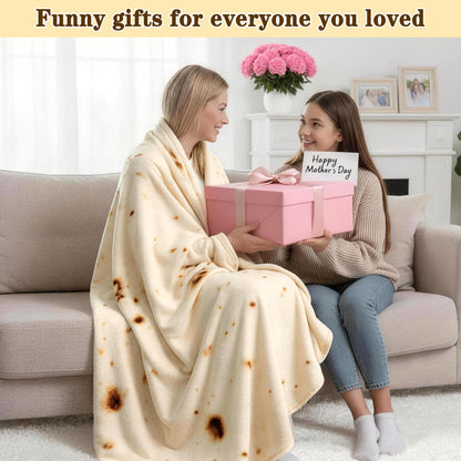 Mermaker Burrito Tortilla Taco Blanket 71 inches for Adult Kids, Realistic Tortilla Throw Blanket Funny Gifts for Women Men Teen Boy Girl, Soft Flannel Food Blanket for Christmas Birthday Gifts-Yellow