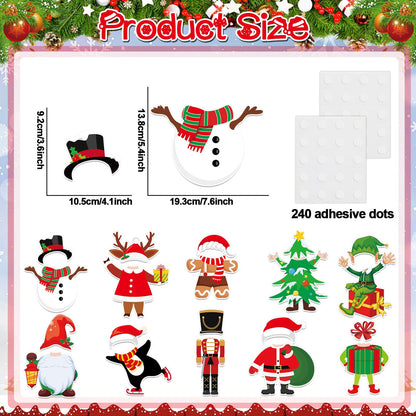 60pcs Christmas Theme Cutouts Xmas Holiday Bulletin Board Decorations Xmas Theme Claus Paper Cut-Outs Classroom Decor for Christmas Classroom DIY Craft Photo Wall Door Winter Party Supplies