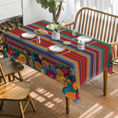 Horaldaily Mexico Fiesta Tablecloth 60×84 Inch Rectangular, Halloween Cinco Dia De Los Muertos Day of The Dead Washable Seasonal Table Cover for Party Picnic Home Decor