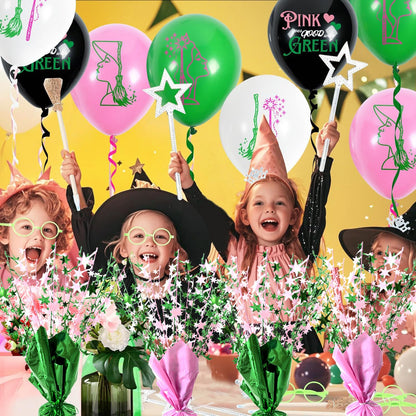 6 Pack Pink Green Witch Birthday Party Decoration Metallic Foil Spray Centerpiece Star Table Decoration Burst Table Centerpieces for Halloween Witch Princess Holiday Party Supplies Decor