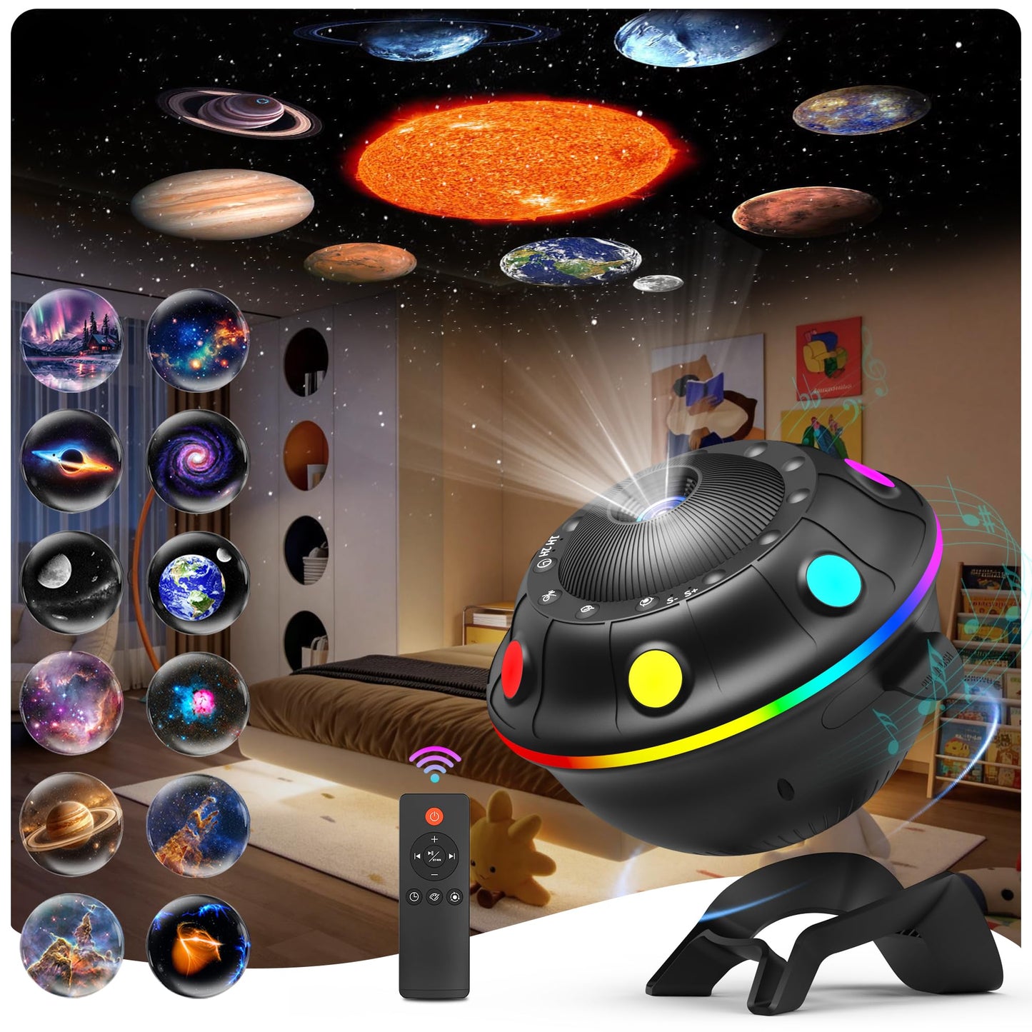 Galaxy Projector for Bedroom, 13 in 1 Planetarium Star Projector with Solar System & Constellation, 360° Rotating Galaxy Light Projector, Space Night Light Projector for Kids Adults Gifts