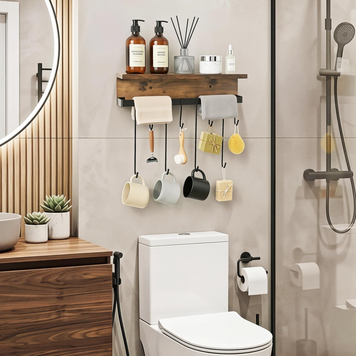 yeavs Wall Mounted Mug Holder with 8 Hooks