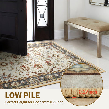 4x6 Ft Washable Area Rug for Bedroom, Non Slip Rugs for Living Room Ultra-Thin Accent Indoor Floor Carpet for Nursery Playroom Home Decor (Beige Yellow)