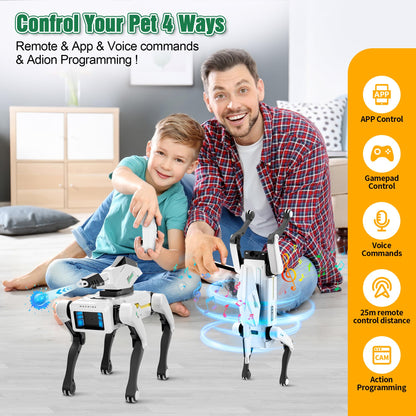 Dingdongwu Shoot Robot Dog - Interactive STEM Pet with Voice Control, 30+ Actions & APP Programming, Durable Design for Kids Age 6+ (Compatible with iOS/Android)