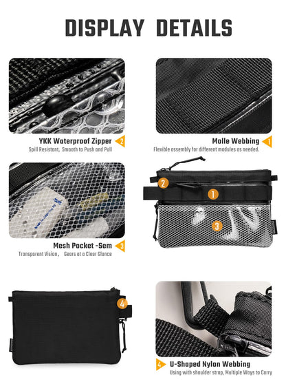 TACTICAL_GEEK Storage A16 EDC Pouch, Waterproof Nylon Organizer, Multifunctional Utility Zipper Bag, Semi-Transparent Mesh Pouch for Storing Small tools, Daily Necessities
