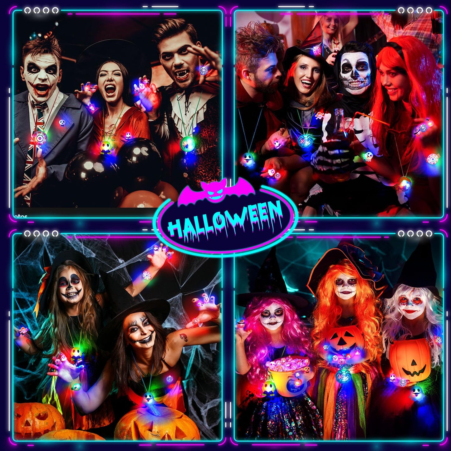 118 PCS Halloween Party Favors Bulk, 80 Rings, 14 Brooches, 12 Necklaces, 12 Bracelets,Halloween Toys for Kids, Glow in the Dark Toys, Bulk Halloween Goodie Bag Fillers, Halloween Party Supplies
