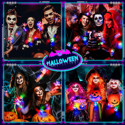 118 PCS Halloween Party Favors Bulk, 80 Rings, 14 Brooches, 12 Necklaces, 12 Bracelets,Halloween Toys for Kids, Glow in the Dark Toys, Bulk Halloween Goodie Bag Fillers, Halloween Party Supplies