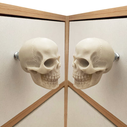 ZILucky 2 Pack Skull Drawer Knobs, Cabinet Knobs, Drawer Pulls, Halloween Home Decor, Skeleton Home Decor, Witchy Decor (2, Grayish White)