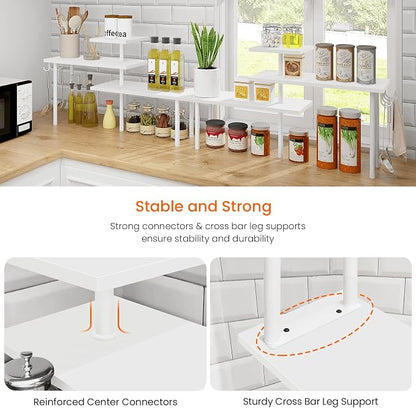 Homode Kitchen Countertop Organizer Corner Shelf, Bathroom Counter Organizers and Storage, 3 Tier Wood Shelf Organizer Space Saver for Make Up, Dresser Table, Desktop, White