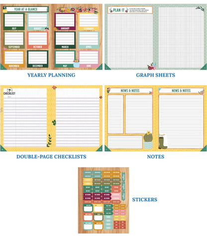 Carson Dellosa Grow Together Teacher Planner, 2026-2027, 8" x 11" Green Spiral Bound Lesson Plan Book With Stickers, Checklist, Notes, Garden Theme School Supplies for Classroom Organization
