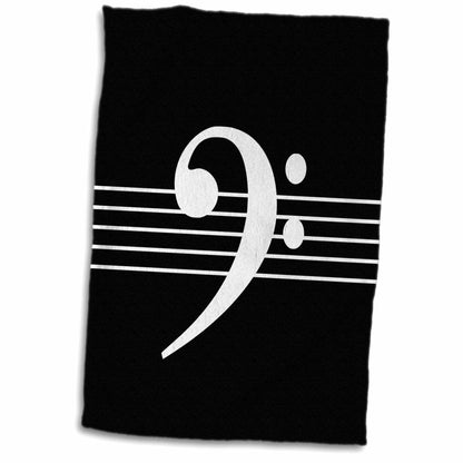 3D Rose TWL_232122_1 Black Bass Clef F-Clef on Musical Staves Staff - Music Musician Gift Towel, 15" x 22"