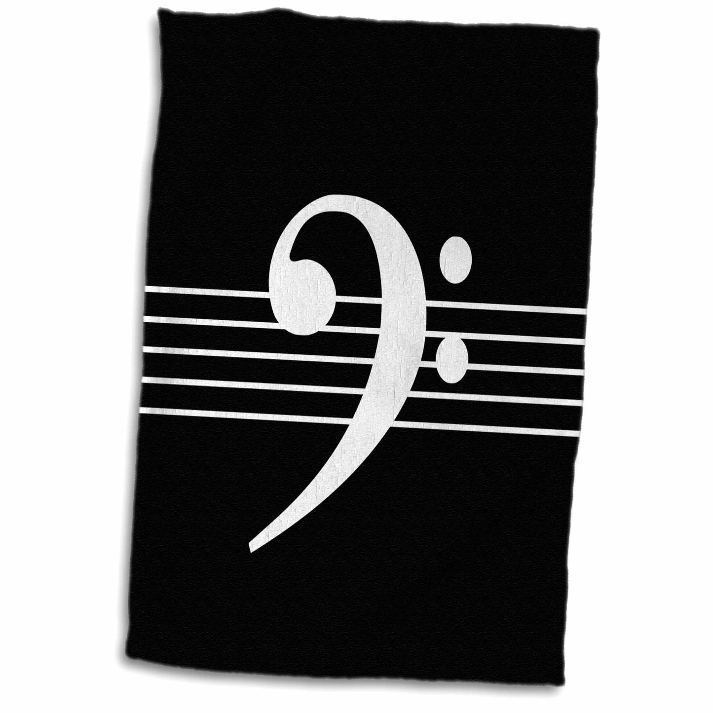 3D Rose TWL_232122_1 Black Bass Clef F-Clef on Musical Staves Staff - Music Musician Gift Towel, 15" x 22"