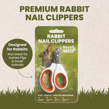Steel & Cedar™ Rabbit Nail Clippers – Safe, Gentle Pet Nail Trimmer for Rabbits, Bunnies, Guinea Pigs, Ferrets & Small Animals – Stainless Steel Blades, Non-Slip Grip, Easy At-Home Grooming