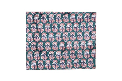 3.3 Gallon Cotton Hand Block Printed Paper Waste Basket |Small Decorative Trash Can for Housewarming Gifts in Living Room, Bedroom, Bathroom | Eco-Friendly, Plastic-Free (1, Green Blue RED Tree)