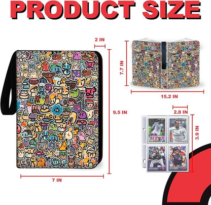 440 Card Binder 4 Pocke 3-Ring Trading Card Binder with 55 Page Removable Sleeves, High Storage Trading Card Holder Collection Card Album Carrying Organizer Case for TCG Cards-red