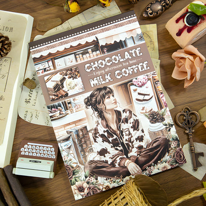 Snycler Chocolate Milk Coffee Theme Sticker Scrapbooking Supplies for Junk Journal, 20 Sheets PET Stickers - Vintage Journaling Stickers, Ephemera Sticker Book Pre Cut, Junk Journal Supplies, Planner