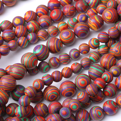 32PCS 12MM Beads Colorful Malachite Beads Round Loose Beads Natural Gem Beads for Jewelry Making 15"