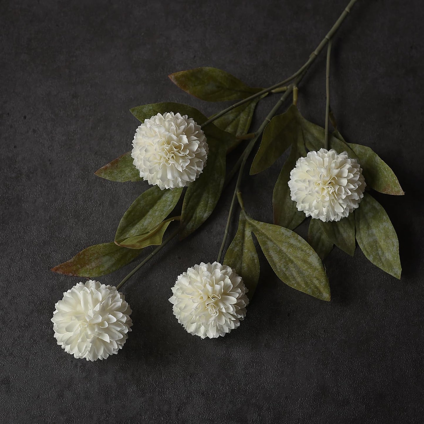 Juxdp 6 PCS Artificial Pompon Mum Branches for Vase - 27" Fake Silk Chrysanth Stems Look Real Faux Flowers for DIY Bouquet, Table Centerpieces, Farmhouse, Home Decor (Cream)