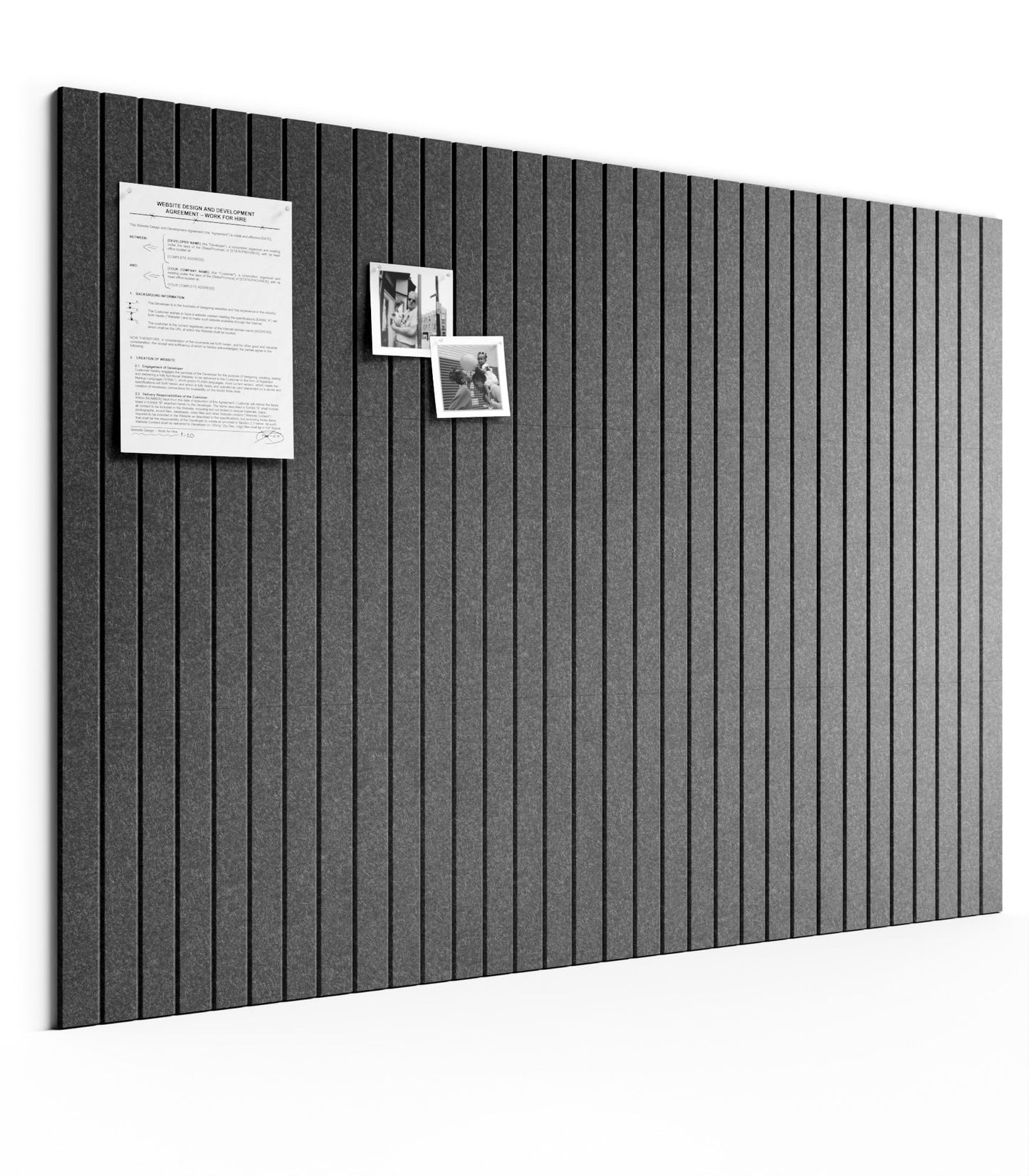 Bumusty Large Cork Board Alternative-48 x 36" Felt Bulletin Board Tiles, with 30 Pushpins, 70 Adhesive Tabs, Fine-Stripe 12-Pack, Cork Boards for Office Push Pin Board Felt Board-Charcoal Gray