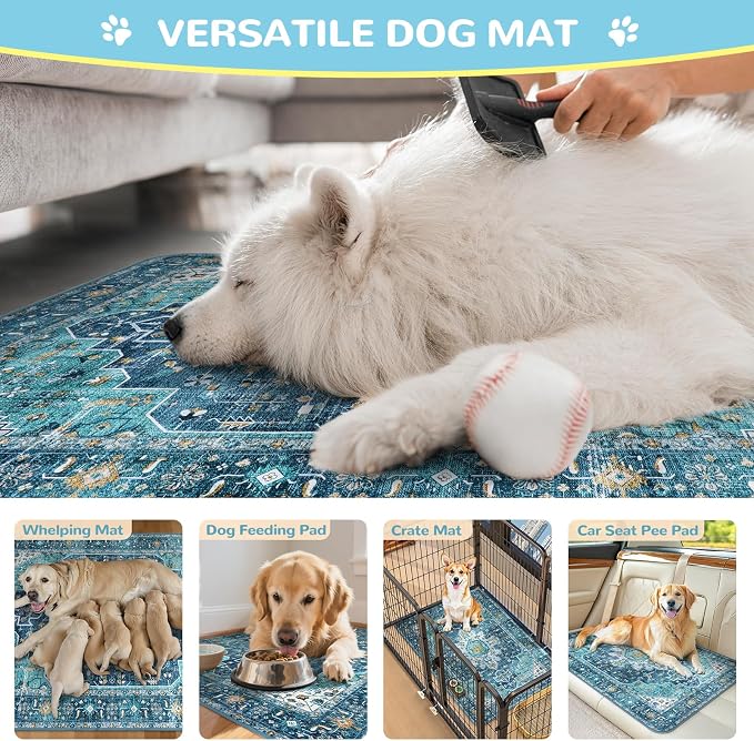 Lahome Reusable Washable Puppy Pads - 2 Pack Super Absorbent & Waterproof Dog Training Mats for Potty, Crate and Floor - Leakproof Pee Pads with Non-Slip Backing (Blue, 36"x48")