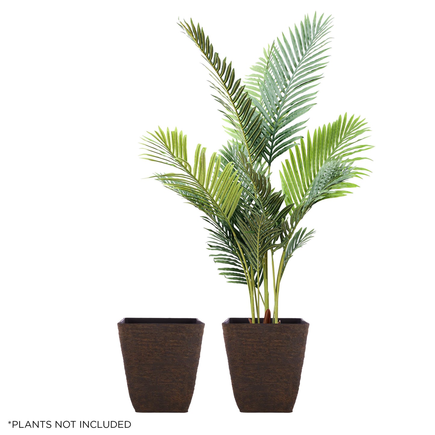 Alpine Corporation Indoor Outdoor Textured Stone Look Squared Planters, Medium, Large - Set of 2