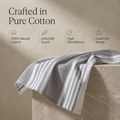 Urban Villa Kitchen Towels 100% Cotton Dish Towels for Kitchen (Set of 6) 20”x30” Dish Cloths Highly Absorbent Kitchen Linen Set with Hanging Loop Perfect for Drying Dishes Cleaning Towels-Grey White