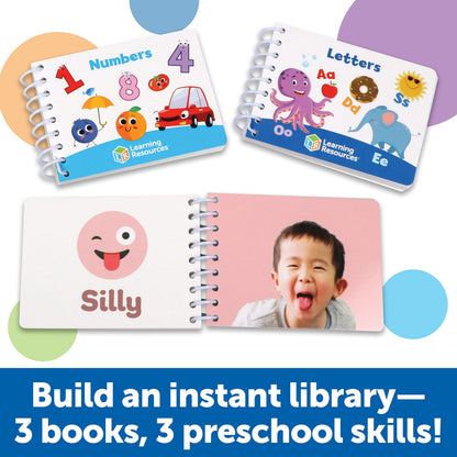 Learning Resources Skill Builders! Preschool Flipbook,3 Pieces, Ages 3+, Library Preschool, Learning Activities, letters, numbers, counting, toddler activity book