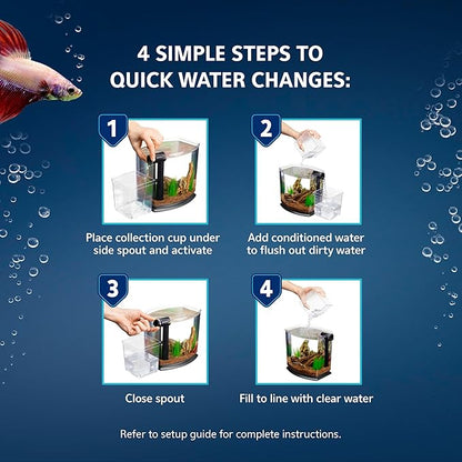 Aqueon BettaBow with Quick Clean Technology Aquarium Kit, Freshwater, Betta Fish, 1-Gallon, Black