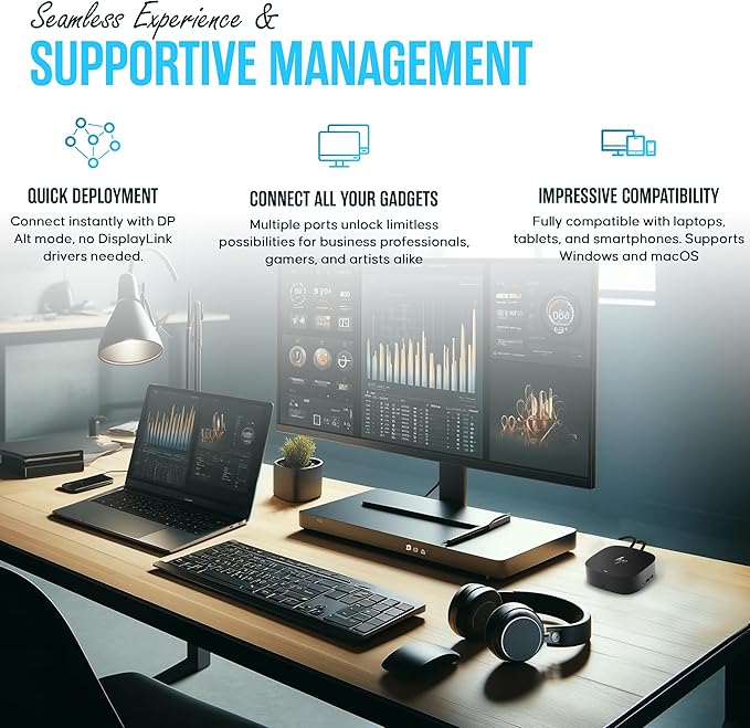 HP Docking Station for Laptop Dual Monitor and Charging - 5TW10AA / 5TW10UT / 5TW10AA#ABB USB-C G5 Dock with 120W + HDMI Cable + DisplayPort Cable (5TW10AA#ABB Renewed)