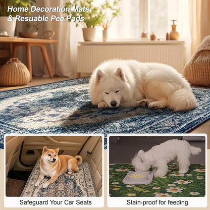 Washable Pee Pads for Dogs, Reusable Puppy Potty Training Pads, Ultra-Absorbent Thick Waterproof Leak-Proof Non-Slip Pads & Mat for Crate, Playpen, Floor, Whelping & Housebreaking , 2 Pack 48"x72"