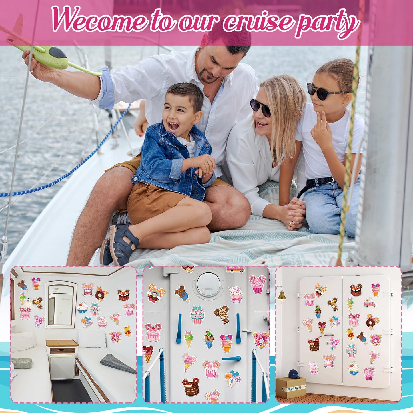 24Pcs Ice Cream Mouse Cruise Door Magnets Cute Mouse Ice Cream Ship Cabin Magnetic Stickers Cake Stateroom Accessories for Carnival Summer Party Refrigerator Car Decor
