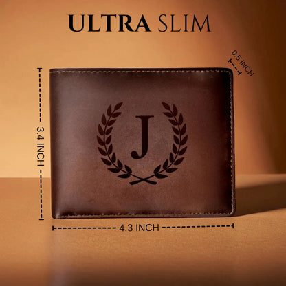 Premium Engrave Personalized Leather Wallet for Men, Custom RFID Blocking, Great Gift for Him, Husband, Dad, Anniversary, Groomsman, Son, Grandpa, Boyfriend, Wedding