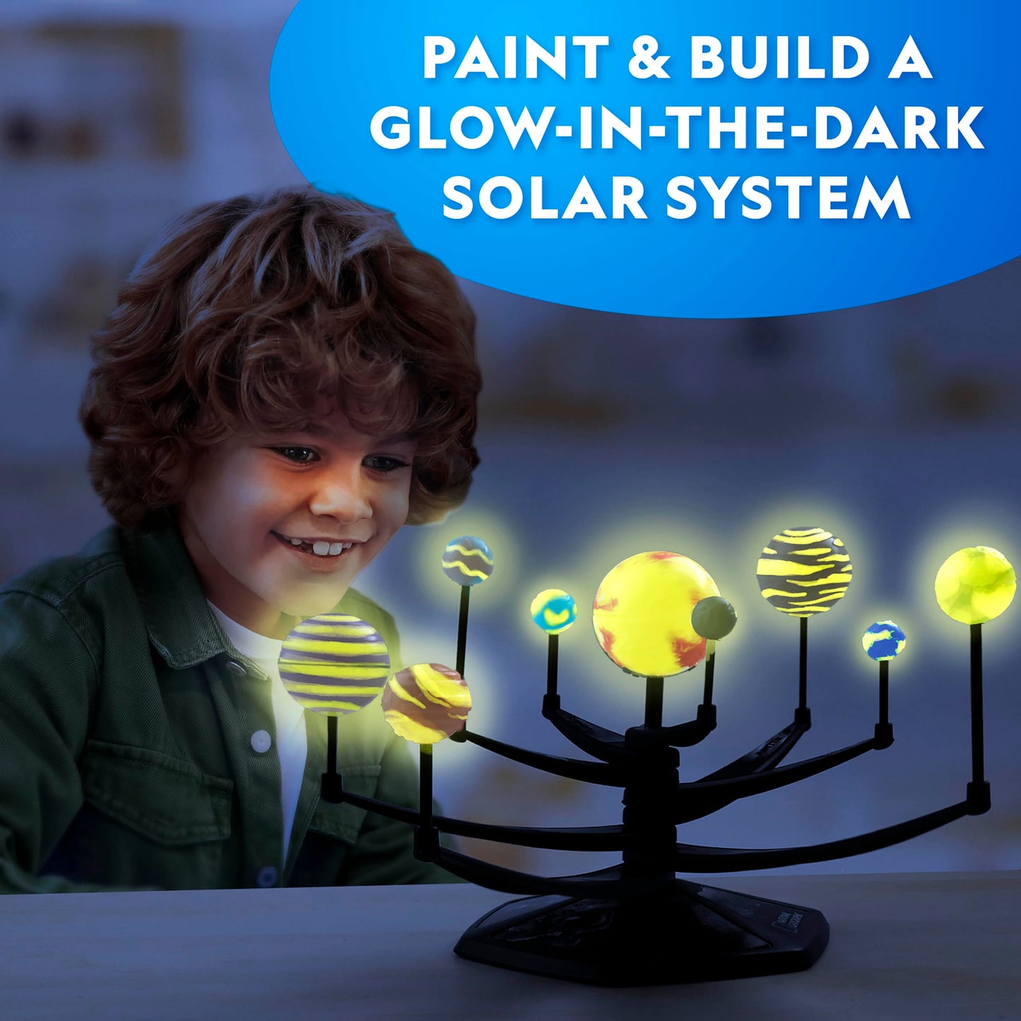 National Geographic Ultimate Space Activity Kit – Diamond Painting Solar System Night Light, Glow-in-The-Dark Solar System Model & Stained Glass Window Art, Outer Space STEAM Arts & Crafts for Kids