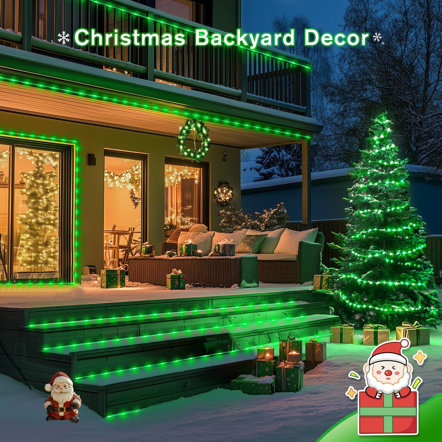 JMEXSUSS Green Halloween Solar Lights, 66 ft 200 LED Rope Lights Outdoor Waterproof, PVC Tube Green Christmas String Lights for Halloween Party Tree Fence Christmas