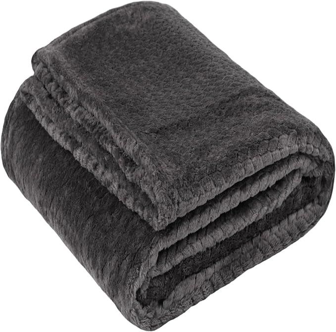 Waffle Knit Textured Throw Blanket Soft for Couch, Sofa, Twin Bed, Kids, Adults, 50” x 60” Chenille Knit Blanket, Boho Throw Blanket for Home Decor 250 GSM (Slate Grey)