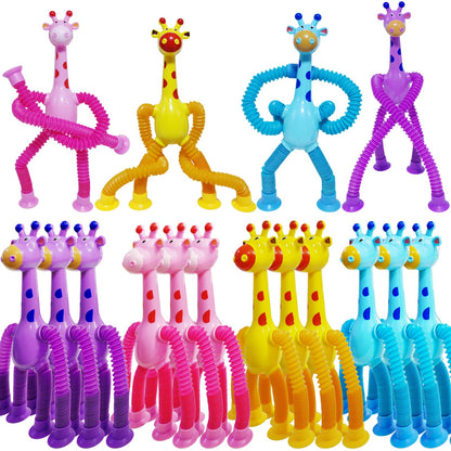 16 PCS Telescopic Suction Cup Giraffe Sensory Toys, Pop Tube Fidget Toys Bulk for Toddlers, Kids Travel, Easter Basket Stuffers, Party Favors Birthday Gifts for Boys Girls