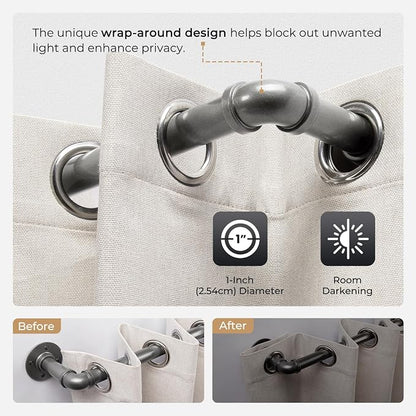 Zeerobee Curtain Rods for Windows 32 to 72, 1 Inch Industrial Wrap Around Grey Curtain Rod, Indoor/Outdoor Room Divider Adjustable Drapery Pole, 32"-72"