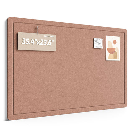 Fluxynara Bulletin Board,35.4" x 23.6" Cork Board Alternative with 12 Safe Removable Adhesive Tabs, Foldable Felt Pin Board for Home Office, Classroom, Bedroom,Entryway for Walls—Terracotta