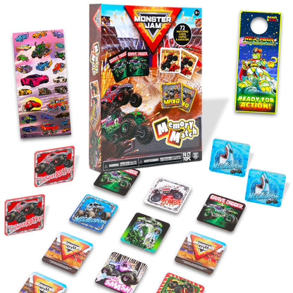 Monster Jam Memory Game Set - Educational Toy Bundle with Truck Card Matching Game Plus Stickers, More | Monster Jam Learning Toy for Boys, Kids