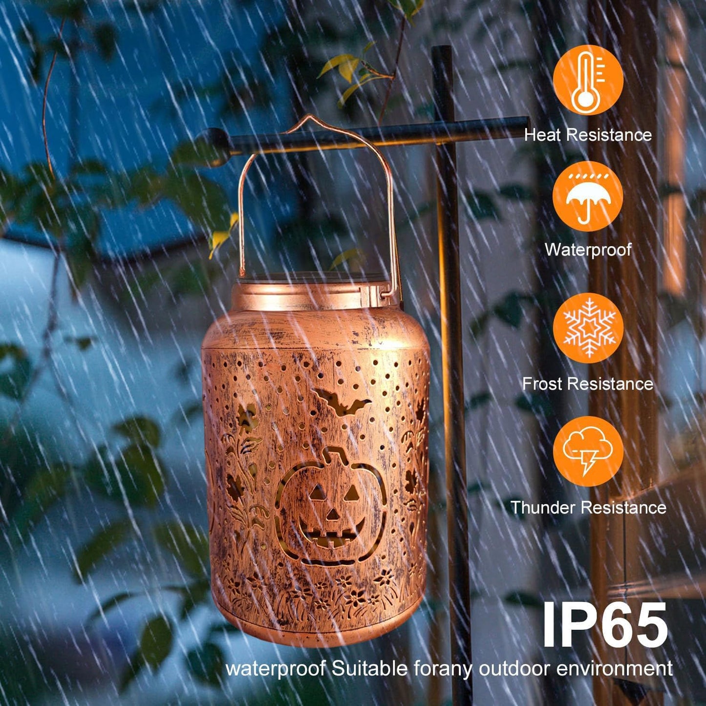 Halloween Decorations Solar Lanterns Outdoor Waterproof Pumpkin Garden Decor Gifts, Halloween Pumpkin Lantern Lights Hanging Solar Lights for Halloween Party, Yard, Patio, Backyard, Porch