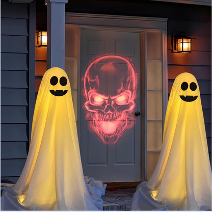 Jxueych 2 Packs Halloween Decorations Outdoor, Spooky Ghost Halloween Decor with String Lights, Battery Operated, Easy to Assemble Ghost Decorations for Front Porch Yard