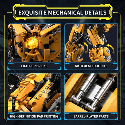 Myth Qholve 2 in 1 Wasp Robot Building Set Transforming Mecha Model Kit with Light-Up Core, Large Sci-Fi Mechanical Insect Display Figure, Advanced Construction Set for Teens and Adults