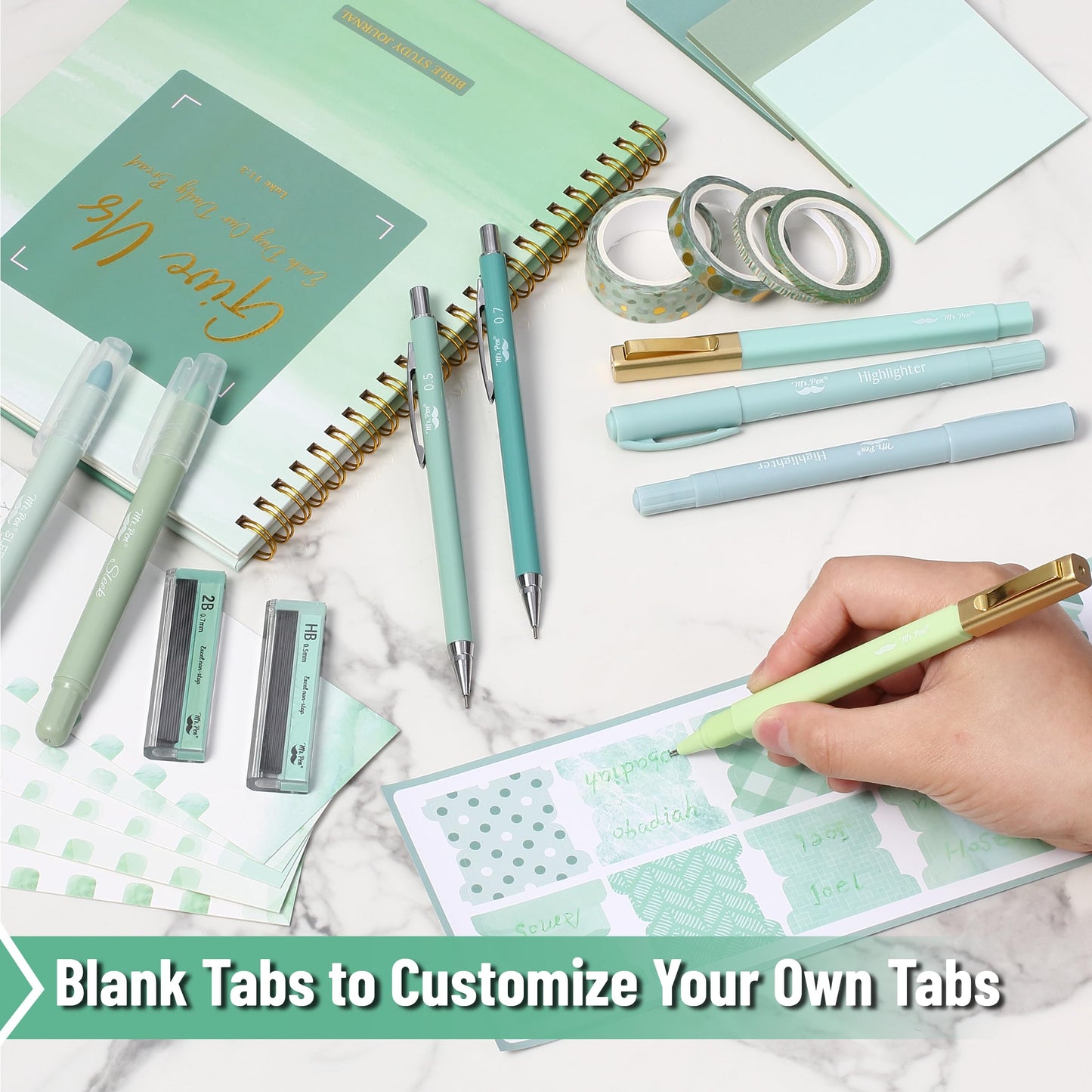 Mr. Pen- Bible Journaling Kit for Women, Bible Highlighters and Pens No Bleed, Notes, Tabs, Washi Tape & Journal for Devotions, Prayer & Christian Gifts