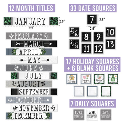Hadley Designs Classroom Calendar Set Bulletin Board Decorations - Neutral School Calendar for Classroom Decor, Kindergarten Preschool Elementary Teacher Must Haves, Homeschool & Daycare Essentials