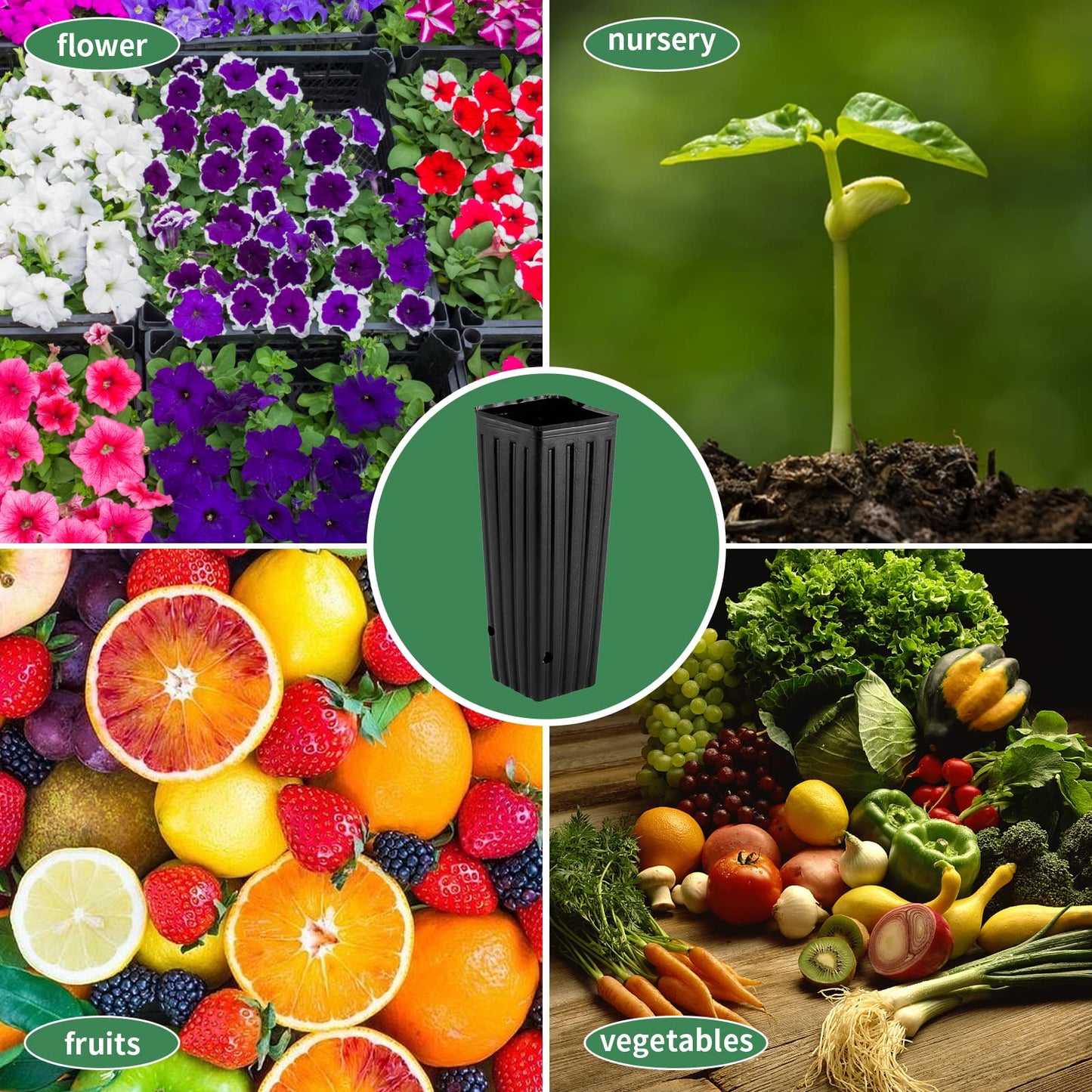 Hzloyat 20 Pcs Plastic Deep Nursery Pots,9.8" Tall Tree Pots,Tall Nursery Tree Pots Plant Deep Seedling Pots, Flower Plant Container Pots with 3 Pcs Garden Tools for Indoor Outdoor Use
