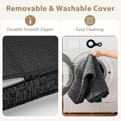 JOEJOY Orthopedic Dog Bed for Extra Large Dogs, Washable Dog Crate Bed Large Sized with Removable Cover, Egg Memory Foam Big Pet Beds, Grey, 47"x29"