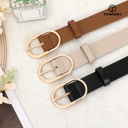 TRIWORKS 3 Pack Women Belts For Jeans Pants Dresses Ladies Leather Waist Belts