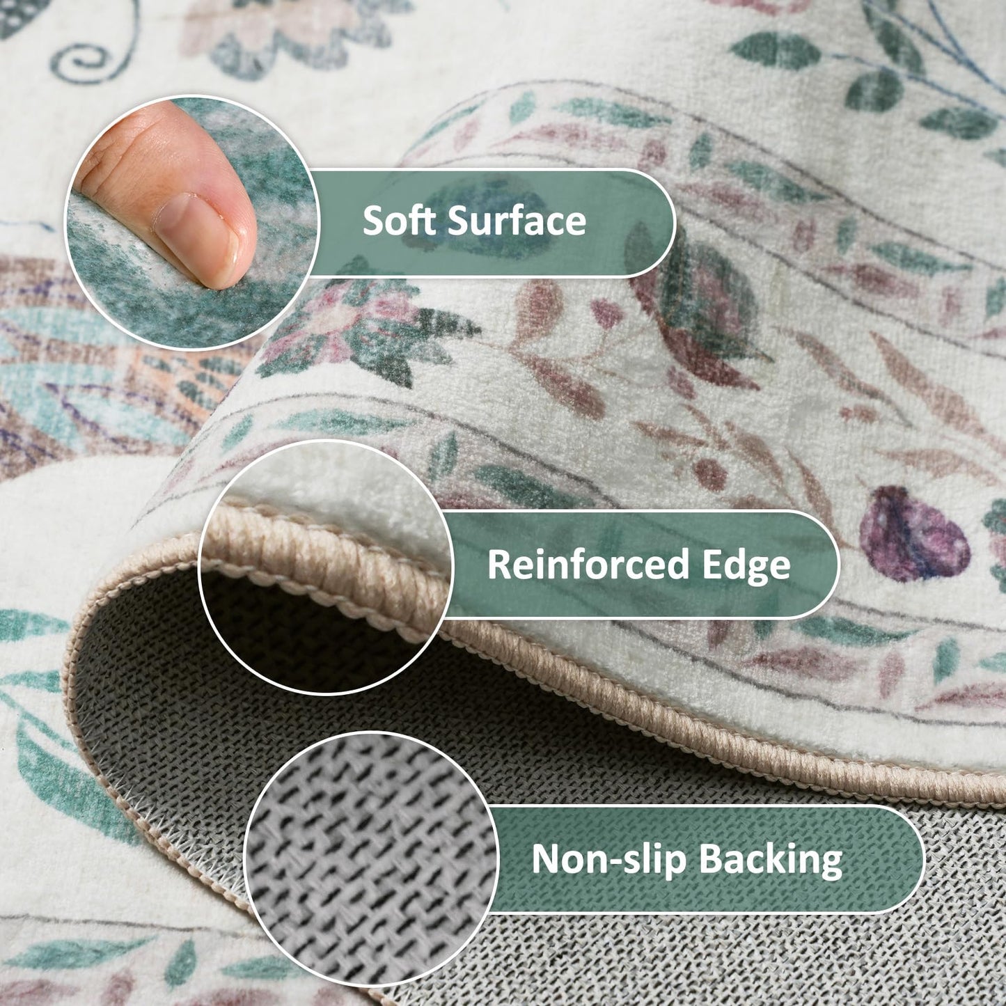 Dadasgk Insect Print Washable Rugs for Living Room, Soft 6x9 Area Rugs for Bedroom, Ultra-Thin Non Slip Nature Area Rug Low Pile Stain Resistant Throw Carpet for Dining Room Office, Beige