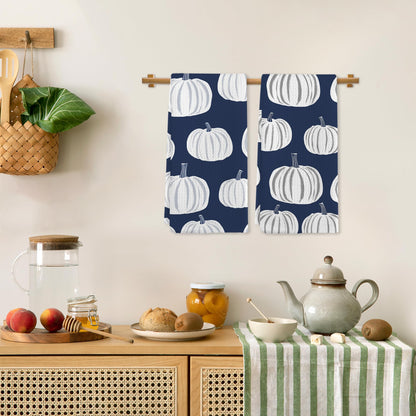 nvucamd Navy Blue Fall Pumpkin Hand Towels for Bathroom, Cute Autumn Pumpkins Kitchen Towels, Thanksgiving Halloween Fall Dish Tea Towel for Kitchen,Pumpkin Bathroom Decor, 16x24 in
